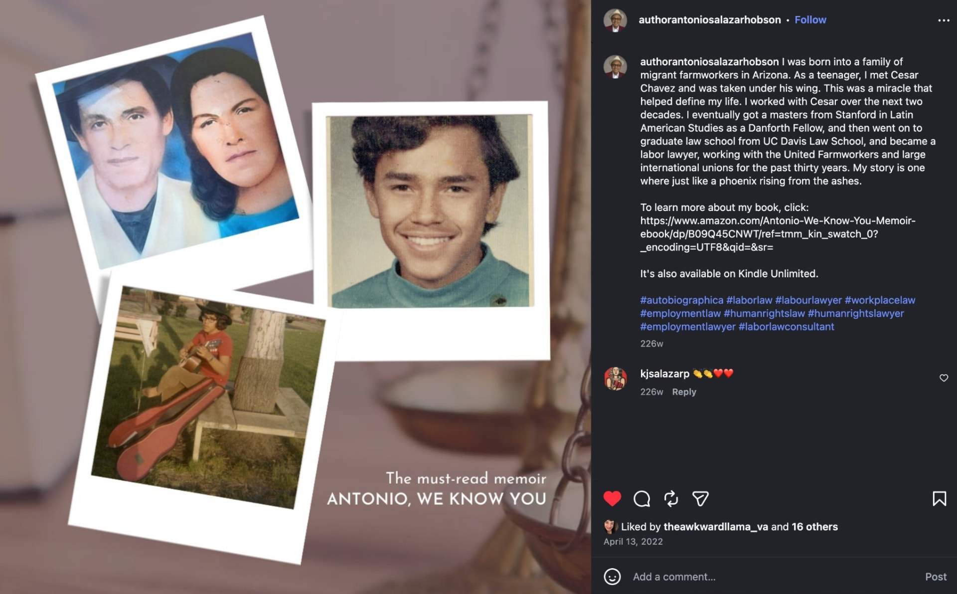 Turning a Life Story into Social Content, original Instagram post screenshot