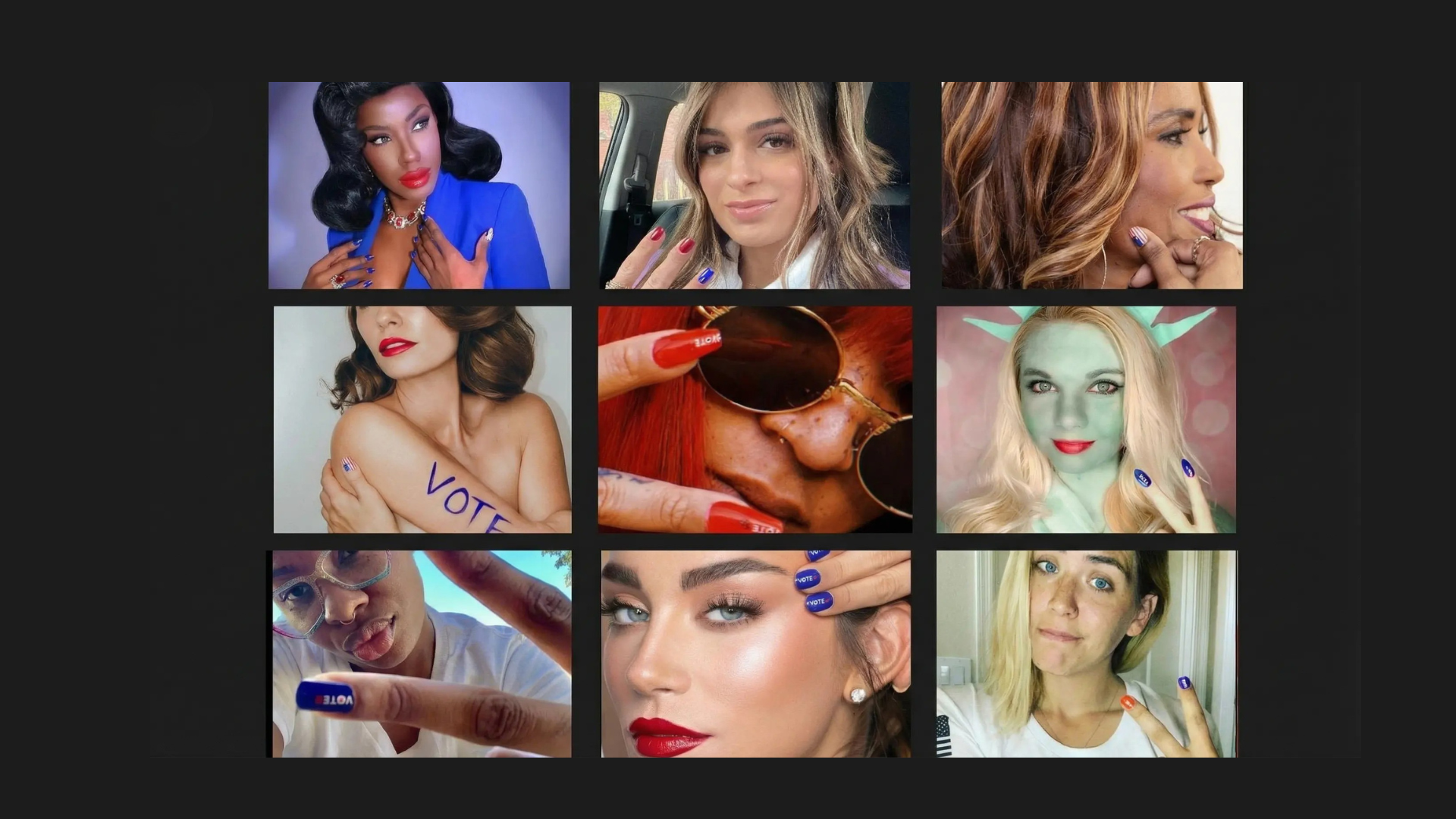 Grid of creator content from the Vote 2020 campaign